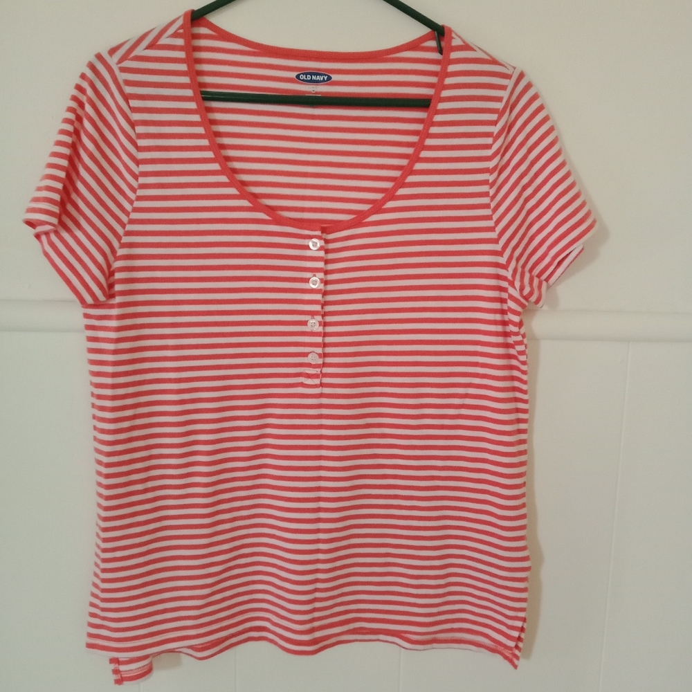 Old Navy top, coral and white stripes